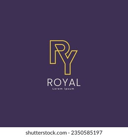 Initial R und Y Buchstaben verlinktes lineares minimales Logo. RY monogram elegantes Design