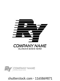 Initial R Y speed line logo template vector