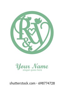 Initial R & Y wedding logo template vector
