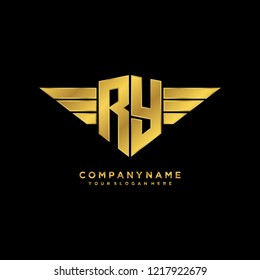 Initial R Y wing logo template vector
