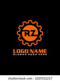 Initial R & Z gear logo template vector