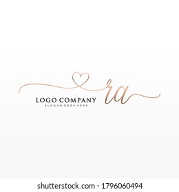 Initial RA beauty monogram and elegant logo design, handwriting logo of initial signature, wedding, fashion, floral and botanical with creative template.