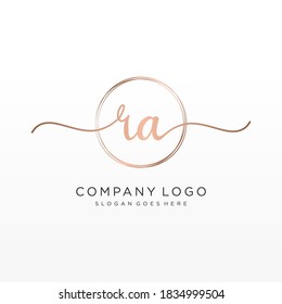 Initial RA beauty monogram and elegant logo design, handwriting logo of initial signature, wedding, fashion, floral and botanical with creative template.