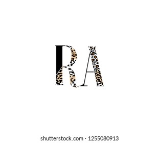 Initial RA Letter with Luxury Leopard Pattern Logotype