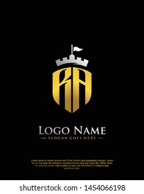 initial RA letter with shield style logo template vector
