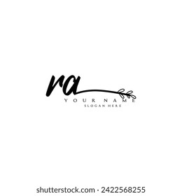 Initial RA logo handwriting floral typography ornament