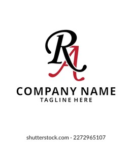 erstes RA Minimalist Serif Modern Letter Logo in Rot und Schwarz. Design für kreative RA-Serien-Logos 