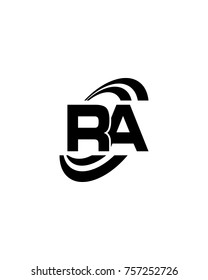 initial RA swoosh ring company logo black