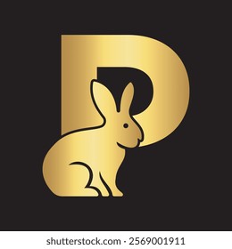 Initial Rabbit Logo Combine With Letter P Vector Template