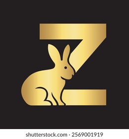 Initial Rabbit Logo Combine With Letter Z Vector Template