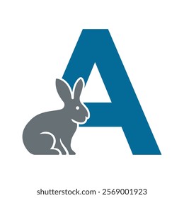 Initial Rabbit Logo Combine With Letter A Vector Template