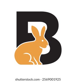 Initial Rabbit Logo Combine With Letter B Vector Template