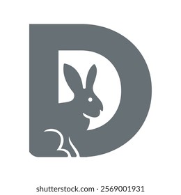 Initial Rabbit Logo Combine With Letter D Vector Template