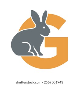 Initial Rabbit Logo Combine With Letter G Vector Template