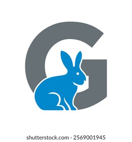 Initial Rabbit Logo Combine With Letter G Vector Template