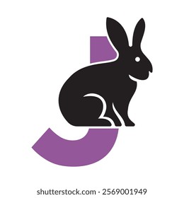 Initial Rabbit Logo Combine With Letter J Vector Template