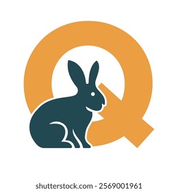 Initial Rabbit Logo Combine With Letter Q Vector Template