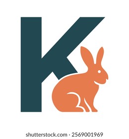 Initial Rabbit Logo Combine With Letter K Vector Template