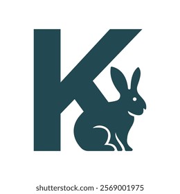 Initial Rabbit Logo Combine With Letter K Vector Template