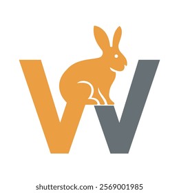 Initial Rabbit Logo Combine With Letter W Vector Template
