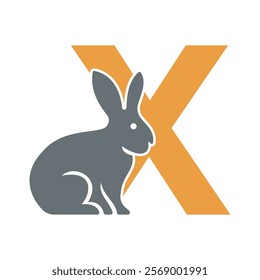 Initial Rabbit Logo Combine With Letter X Vector Template