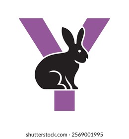 Initial Rabbit Logo Combine With Letter Y Vector Template