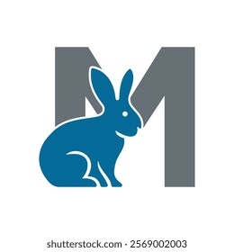 Initial Rabbit Logo Combine With Letter M Vector Template