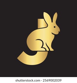 Initial Rabbit Logo Combine With Letter J Vector Template