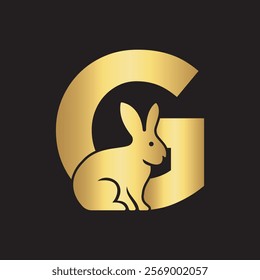 Initial Rabbit Logo Combine With Letter G Vector Template