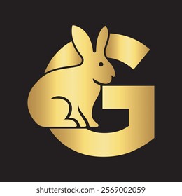 Initial Rabbit Logo Combine With Letter G Vector Template