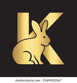 Initial Rabbit Logo Combine With Letter K Vector Template