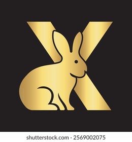 Initial Rabbit Logo Combine With Letter X Vector Template