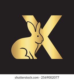 Initial Rabbit Logo Combine With Letter X Vector Template