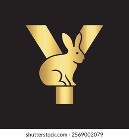 Initial Rabbit Logo Combine With Letter Y Vector Template