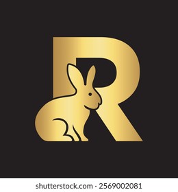 Initial Rabbit Logo Combine With Letter R Vector Template