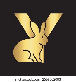 Initial Rabbit Logo Combine With Letter Y Vector Template