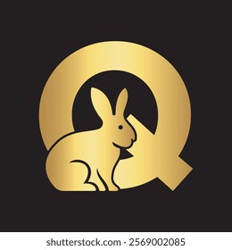 Initial Rabbit Logo Combine With Letter Q Vector Template