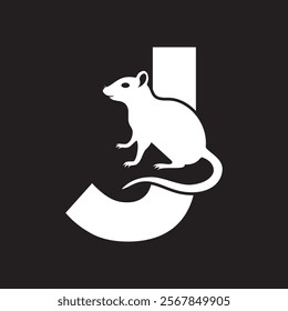 Initial Rat Logo Combine With Letter J Vector Template