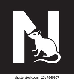 Initial Rat Logo Combine With Letter N Vector Template