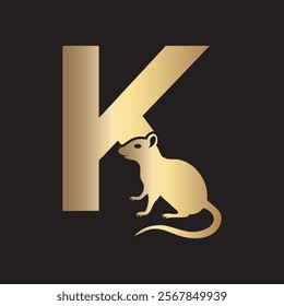 Initial Rat Logo Combine With Letter K Vector Template