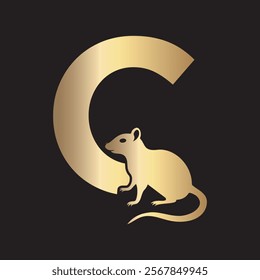 Initial Rat Logo Combine With Letter C Vector Template