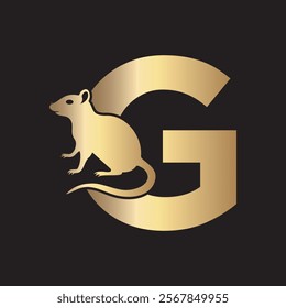 Initial Rat Logo Combine With Letter G Vector Template