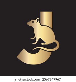 Initial Rat Logo Combine With Letter J Vector Template