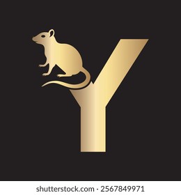 Initial Rat Logo Combine With Letter Y Vector Template