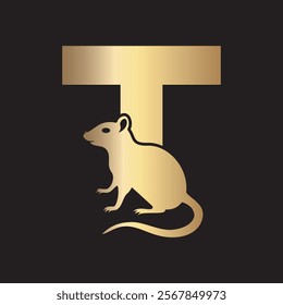 Initial Rat Logo Combine With Letter T Vector Template