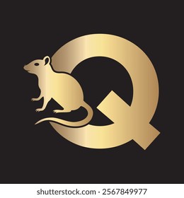 Initial Rat Logo Combine With Letter Q Vector Template