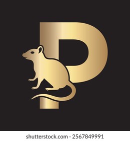 Initial Rat Logo Combine With Letter P Vector Template