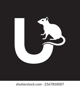 Initial Rat Logo Combine With Letter U Vector Template