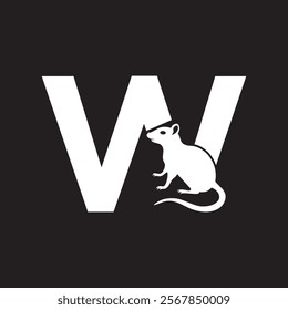 Initial Rat Logo Combine With Letter W Vector Template