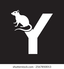 Initial Rat Logo Combine With Letter Y Vector Template